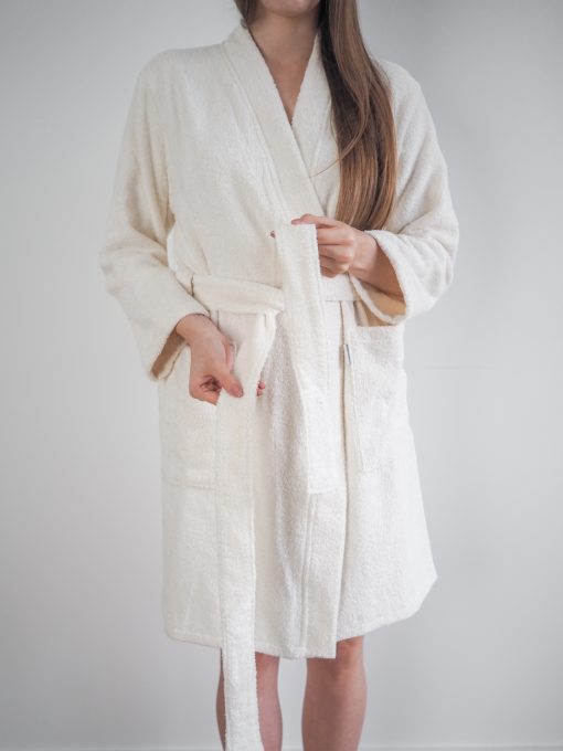 White linen terry robe