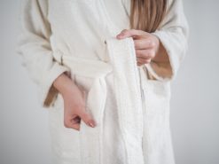 White linen terry robe