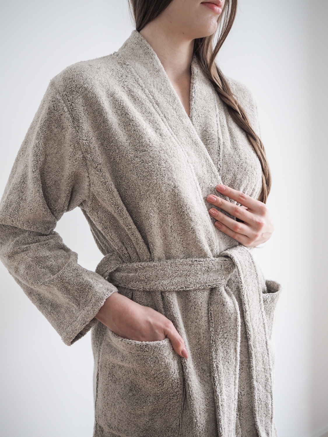 linen terry robe in the color natural linen