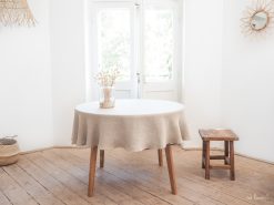 Rustic round linen tablecloth