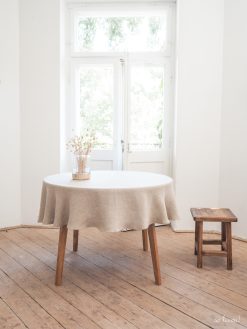 Rustic round linen tablecloth