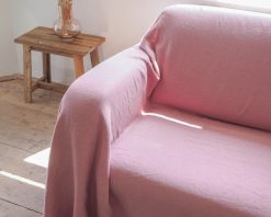 Sofabezug aus rosa Leinen