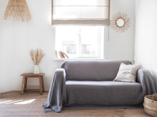 Gray linen couch cover