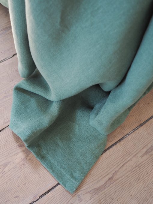 Green linen couch cover