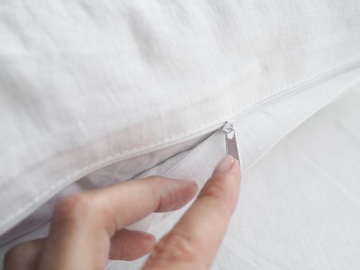 white linen duvet cover with a zipper