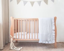 Light gray linen baby bedding