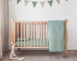 Zielona pościel lniana dla niemowląt