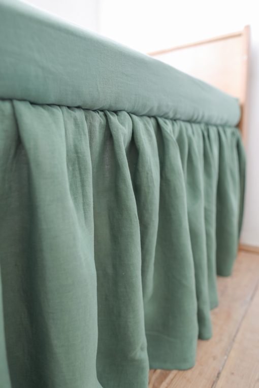 Green linen crib skirt