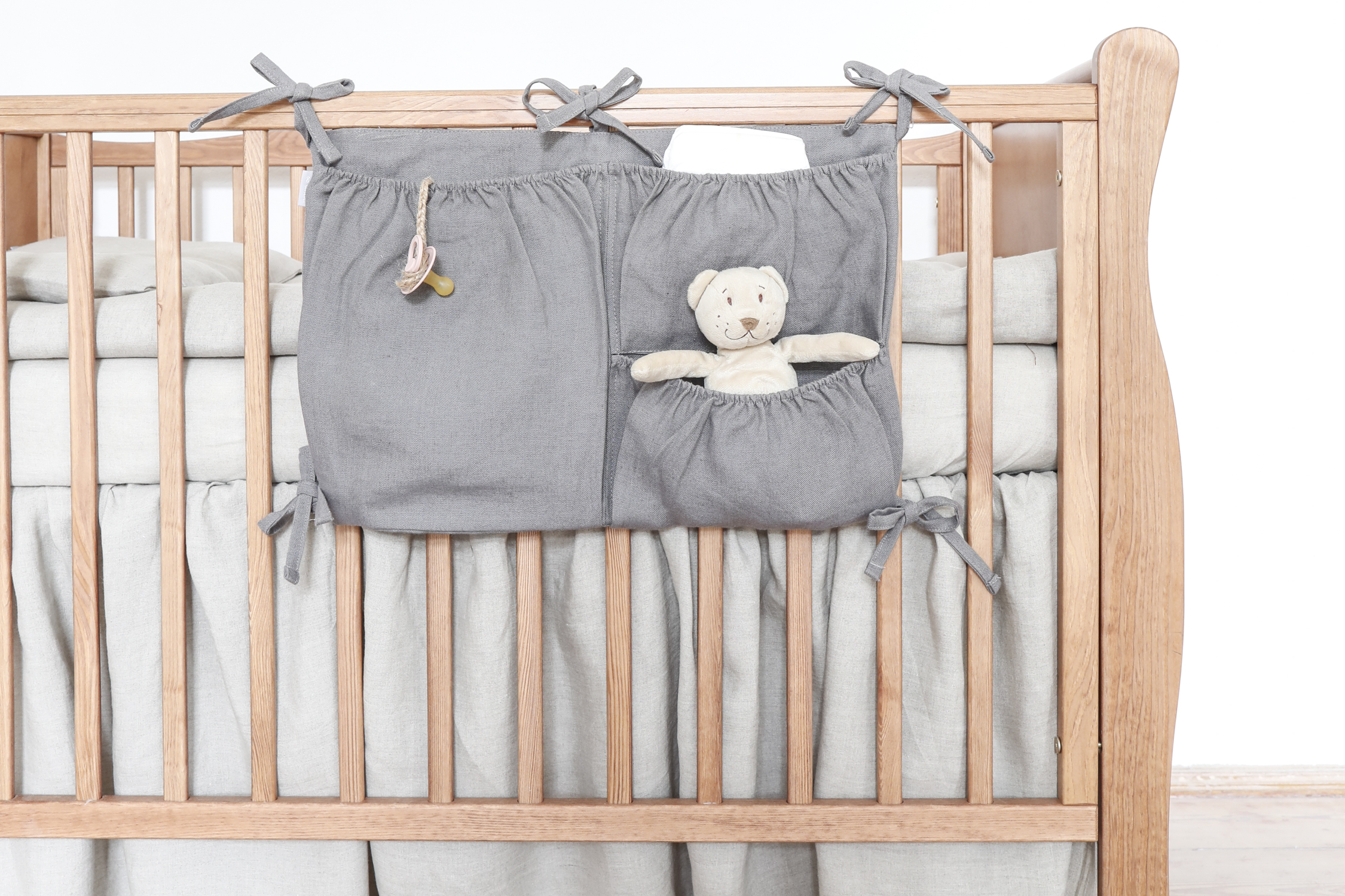 Gray crib organizer