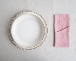 Pink linen cutlery case