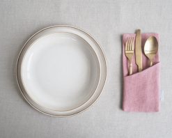 Pink linen cutlery case
