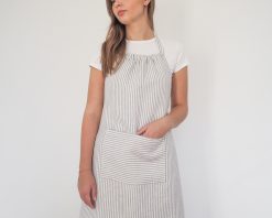Striped linen apron