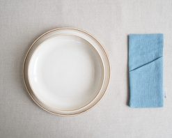 Blue linen cutlery case