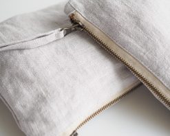 Light gray linen makeup bag