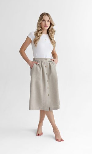 Linen skirt with an elastic band