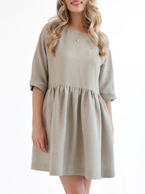 Linen dress with a frill