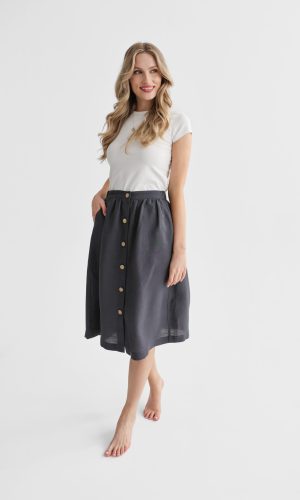 Linen skirt with buttons