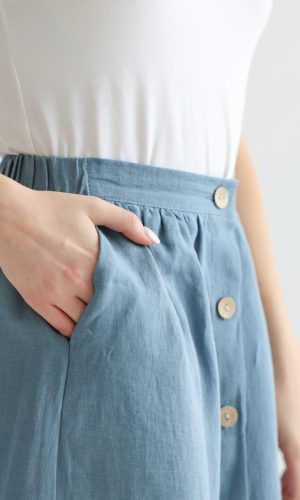 Blue linen skirt