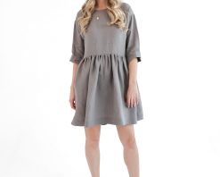 Gray linen dress