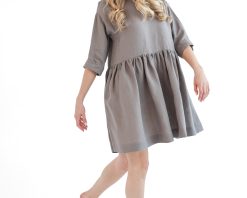 Gray linen dress