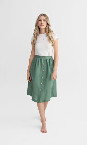 Green linen skirt
