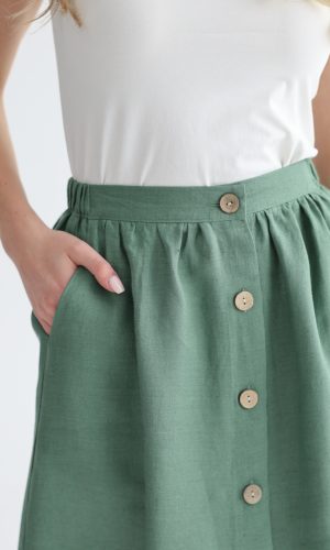 Zielona lniana spódnica