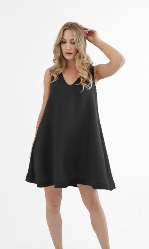 Black linen summer dress
