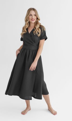 Black linen dress