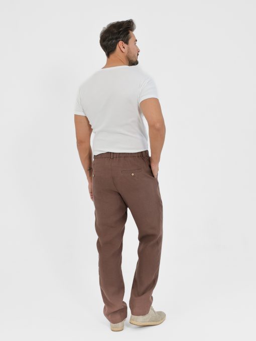 Men's brown linen trousers