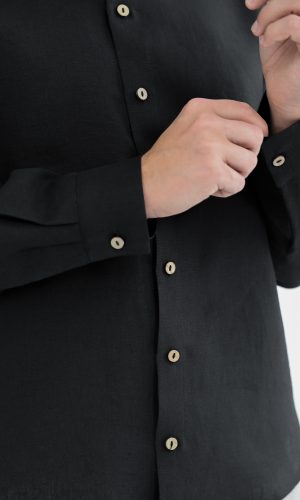 Men's black linen shirt