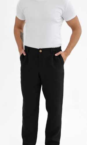 Men's black linen trousers