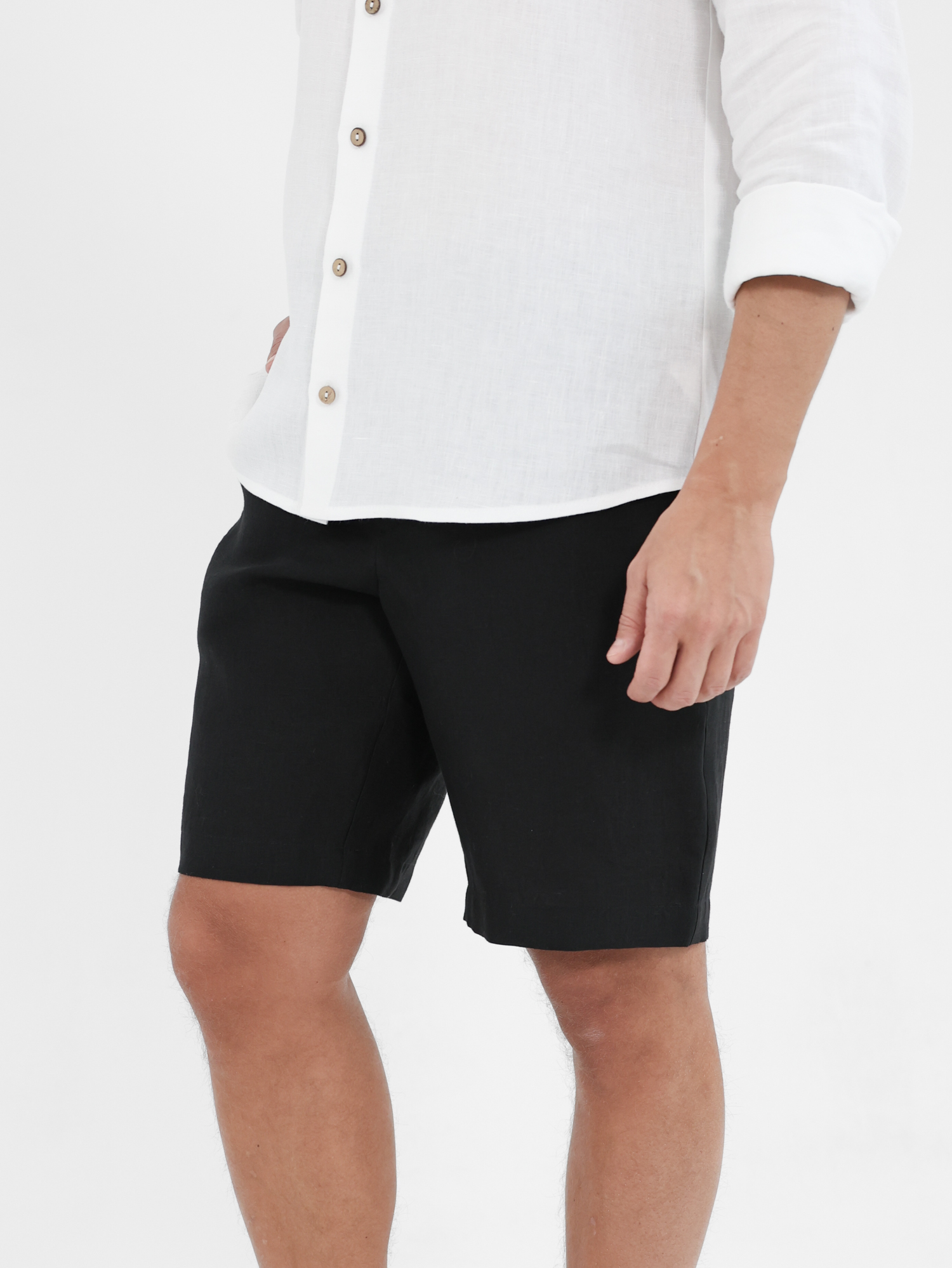 Men's black linen shorts