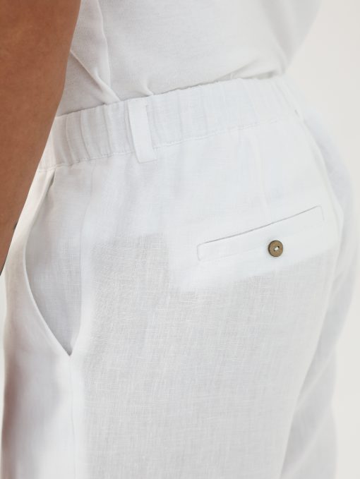 Męskie białe lniane spodnie