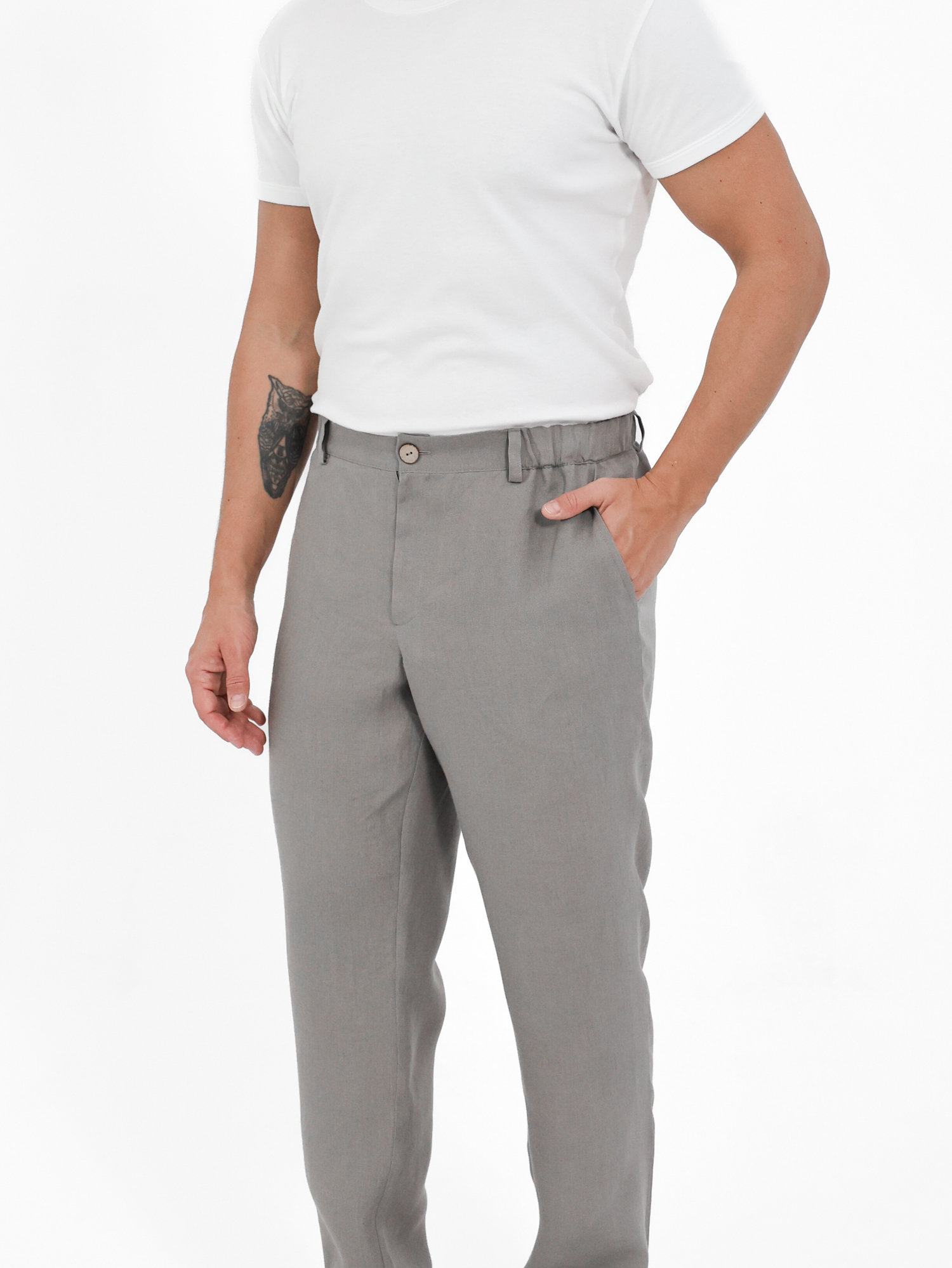 Men's linen pants with a zipper