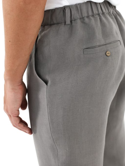 Męskie lniane spodnie z suwakiem