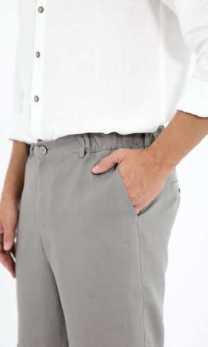 Męskie lniane spodnie z suwakiem