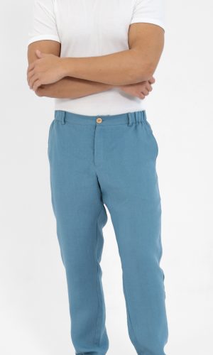 Blue linen men's pants