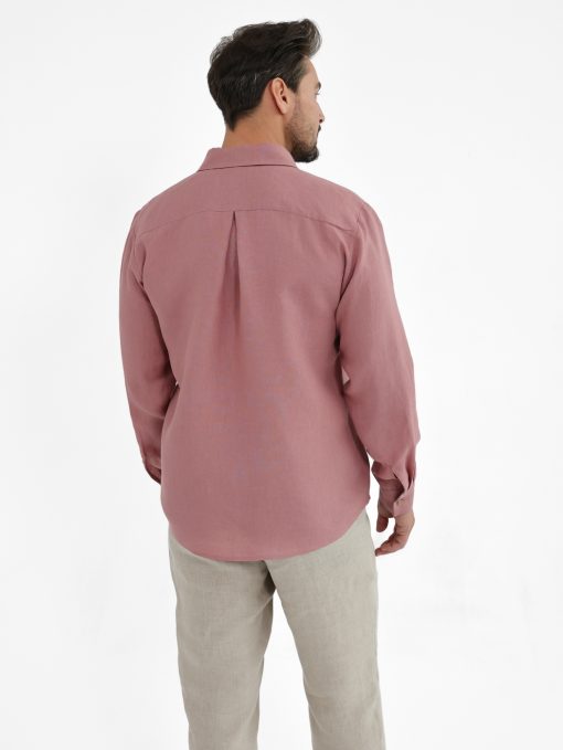 Pink linen men's shirt