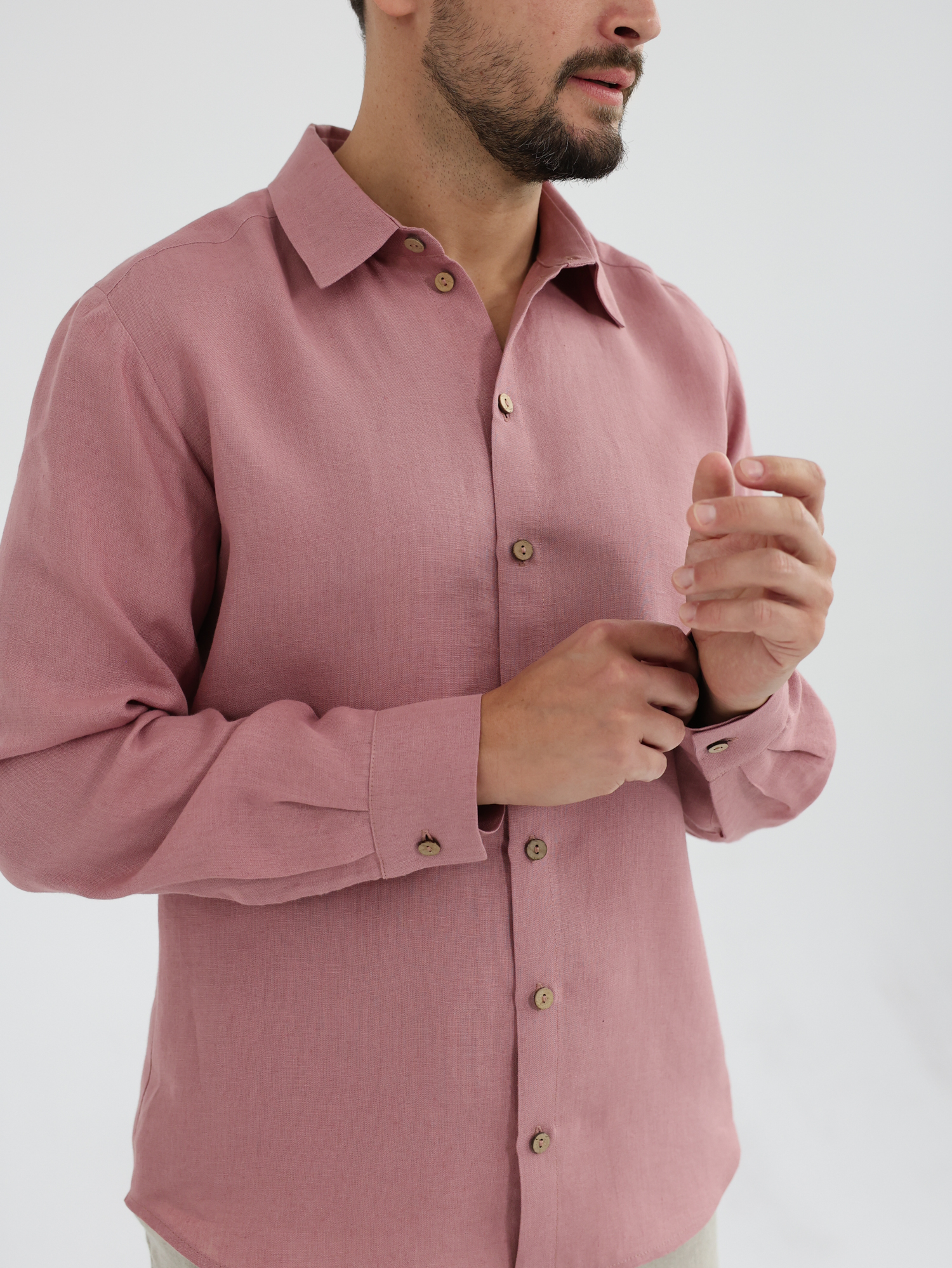 Różowa lniana koszula męska