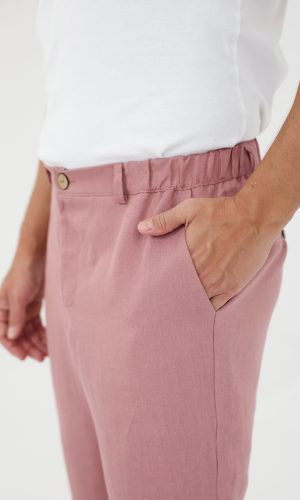 Men's pink linen pants