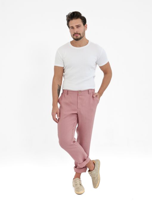 Men's pink linen pants