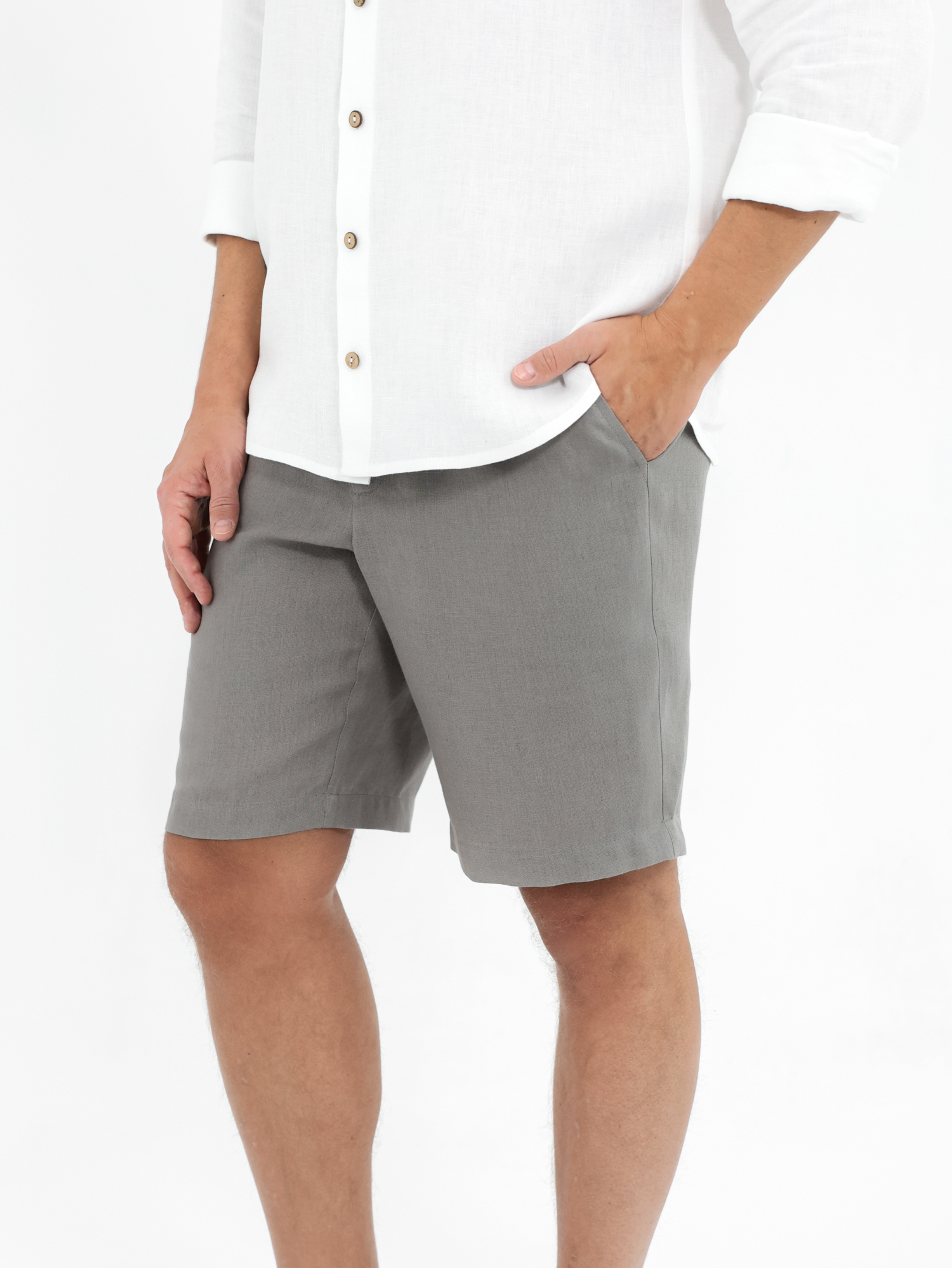 Gray linen men's shorts