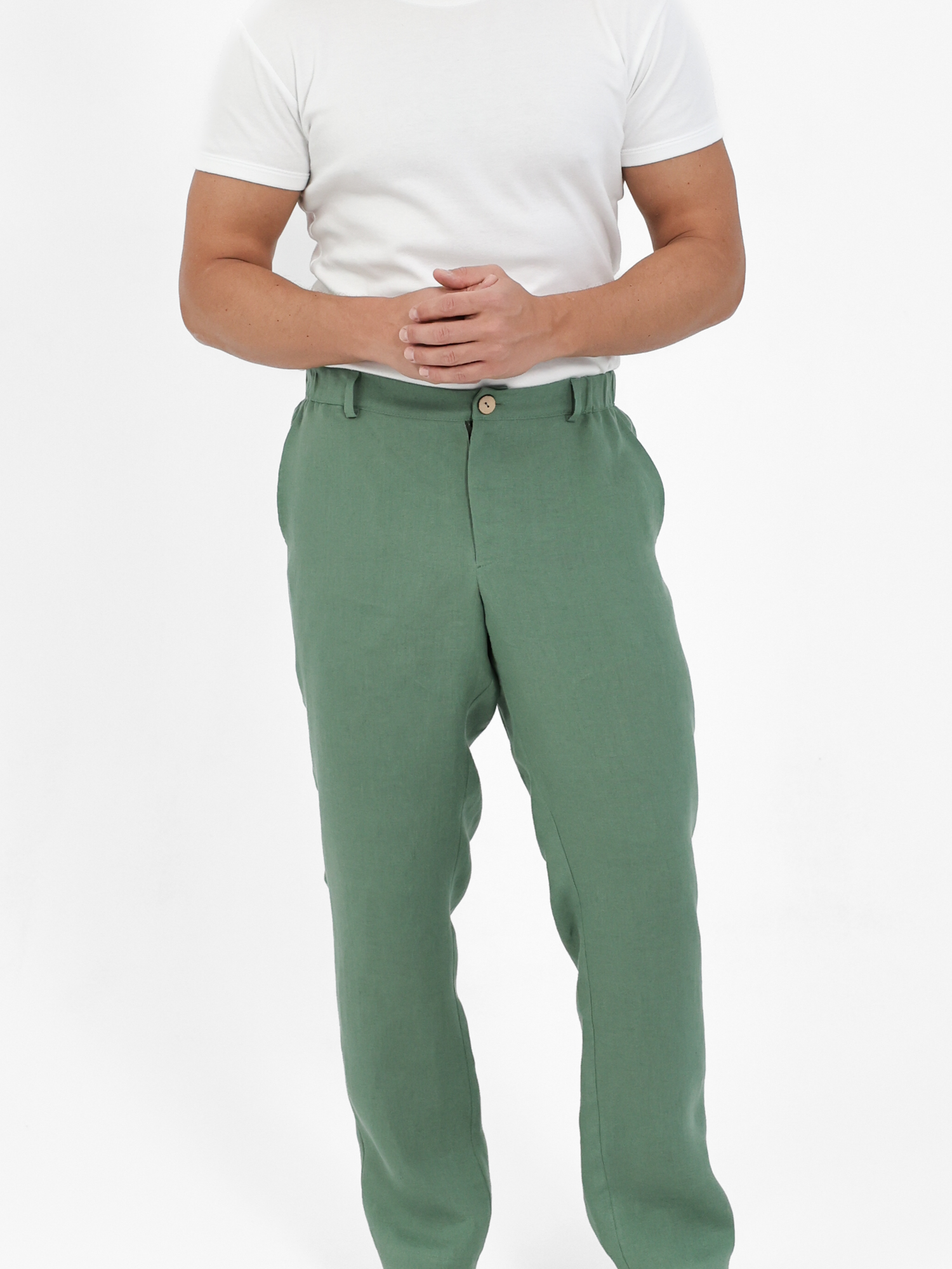 Zielone lniane spodnie męskie