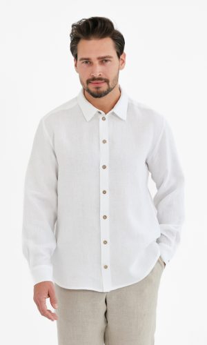 Biała lniana koszula męska