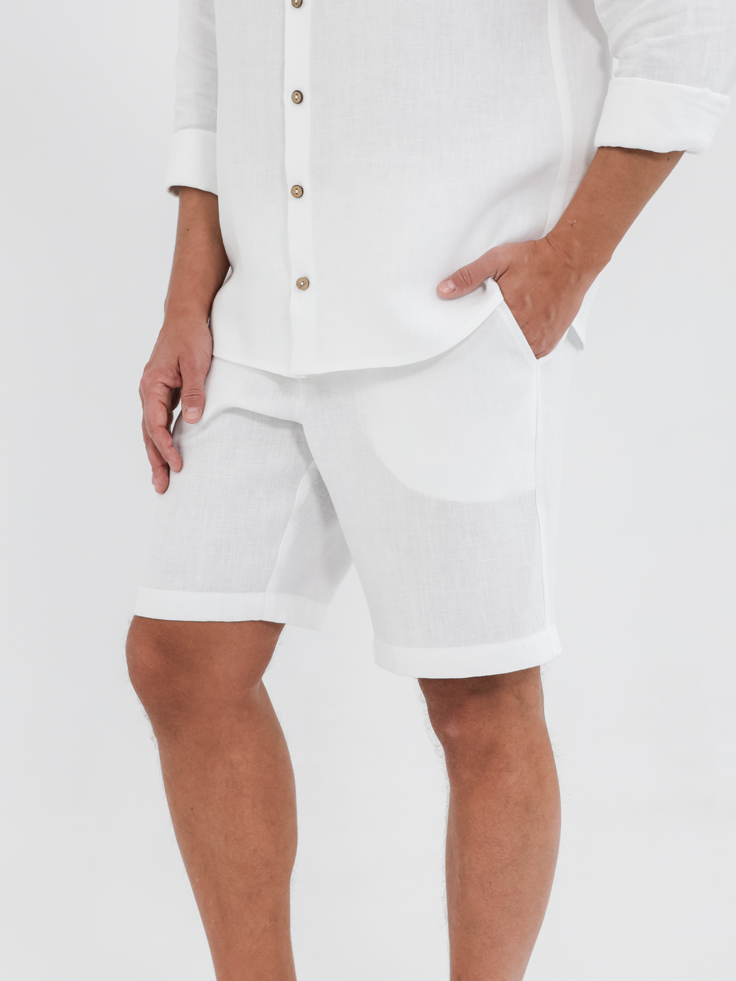 Men's white linen shorts