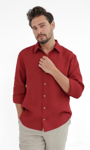Burgundy linen shirt