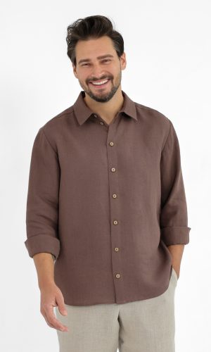 Brown men's linen shirt