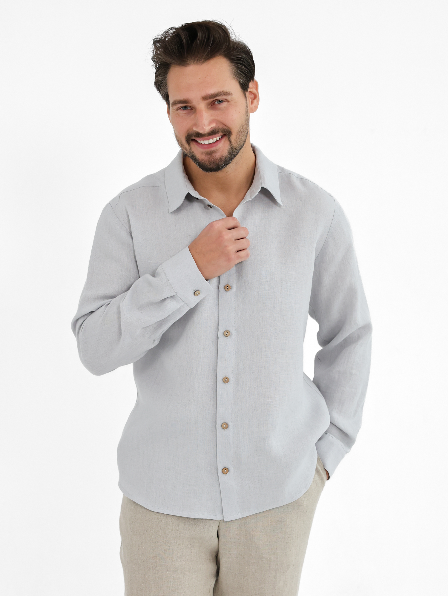 Natural linen men's shirt