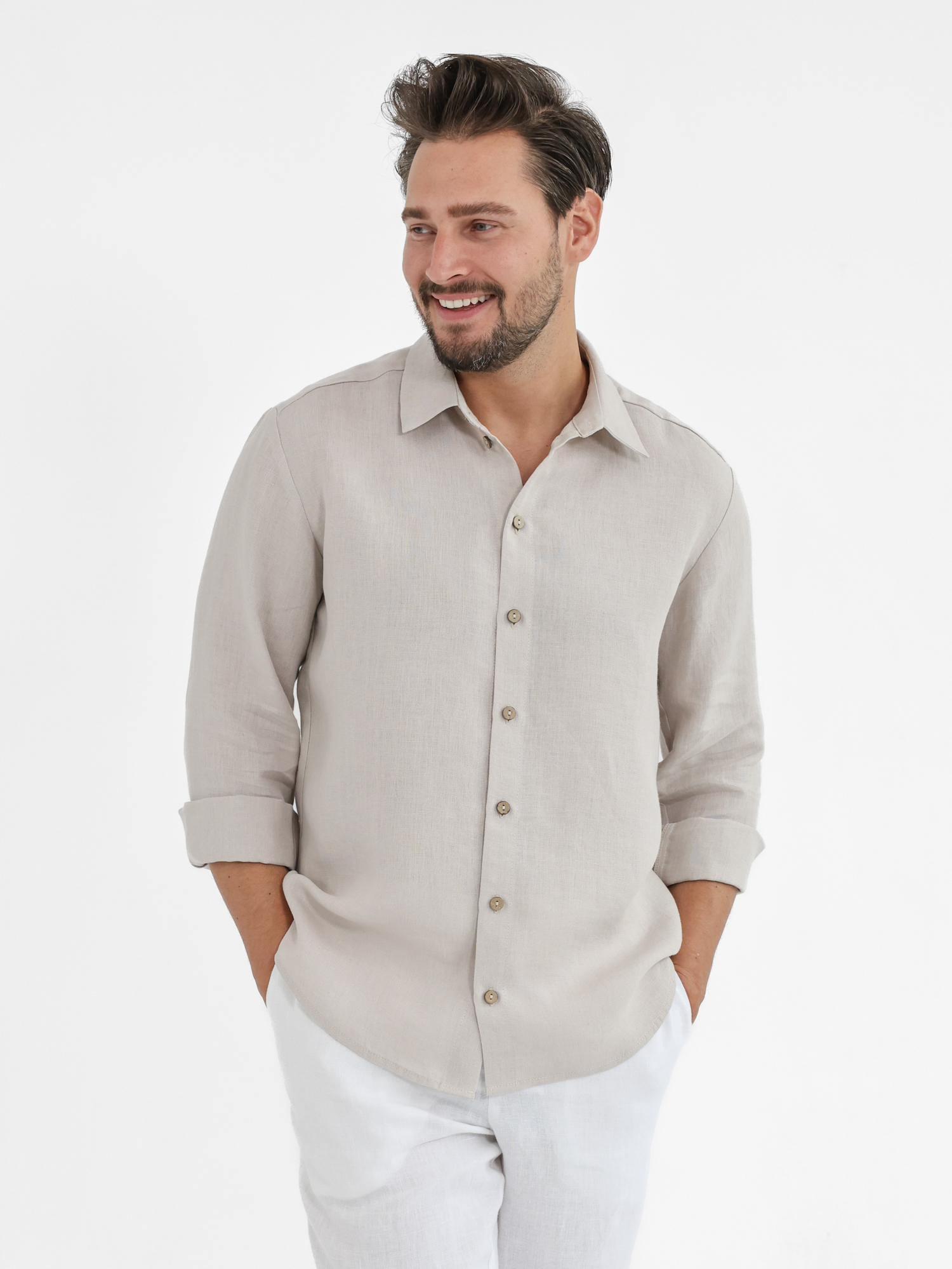 Long sleeve men's linen shirt