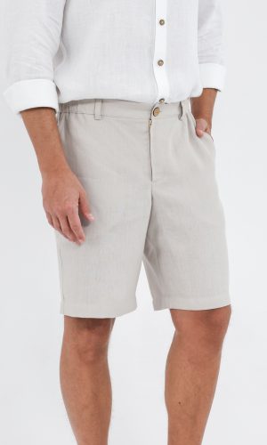 Men's linen shorts with a zipper